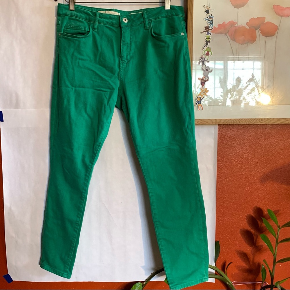NWOT Pilcro and the letterpress green mid rise skinny jeans sz 32